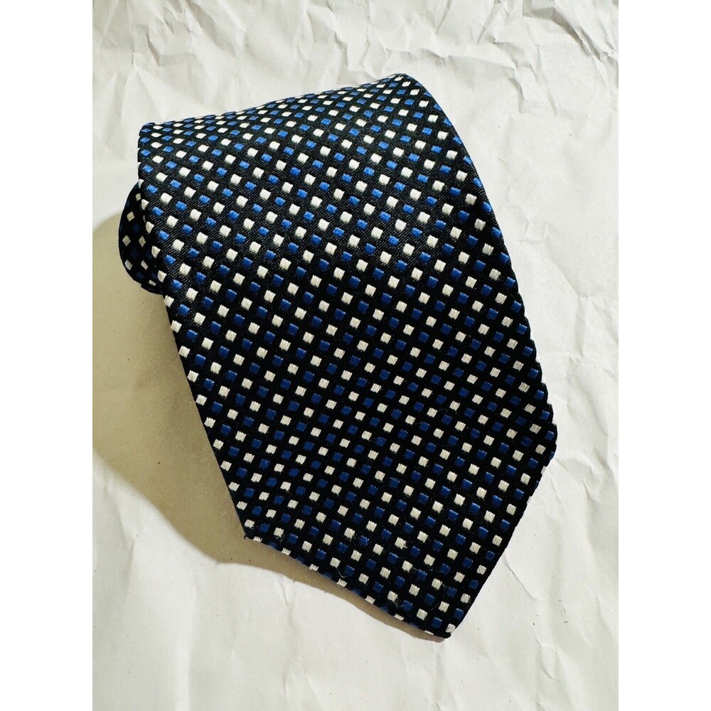 BROOKS BROTHERS MAKERS Blue Geometric Silk Tie Handmade USA L58" x W3.5"
